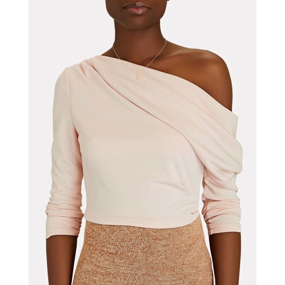 Acler Noble Draped One-Shoulder Top Sz‎ 2 neutral powder blush pink beige